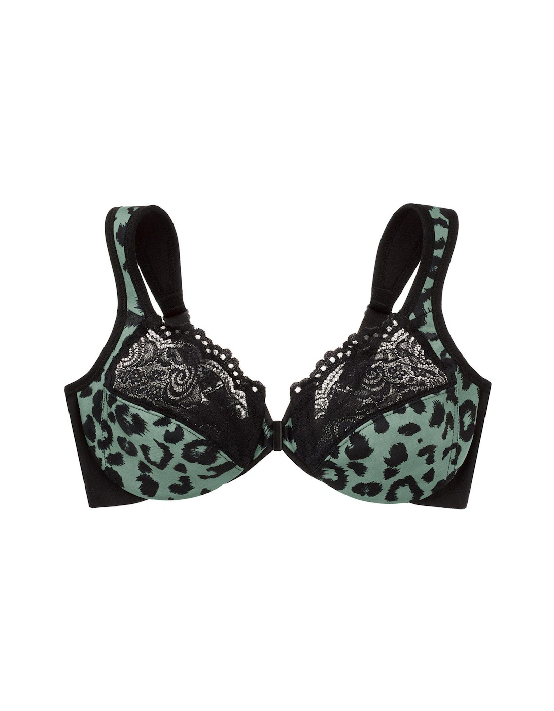 Wonderwire Animal Lace Front Close Bra - Leopard