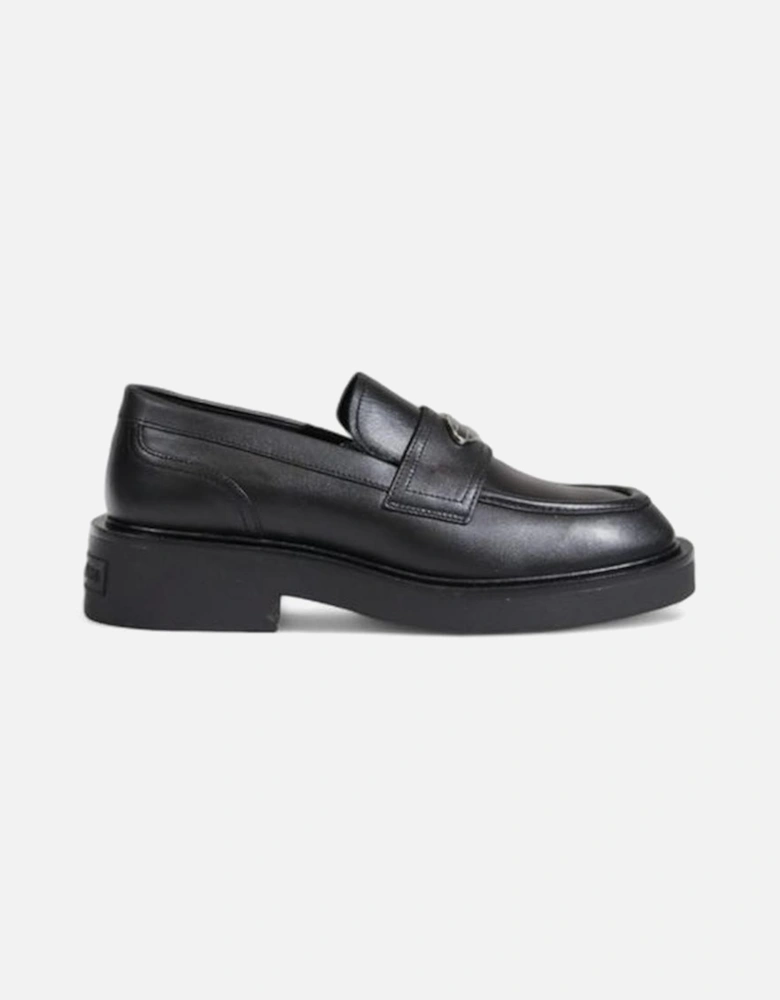 Black Leather Flat Shoe Women