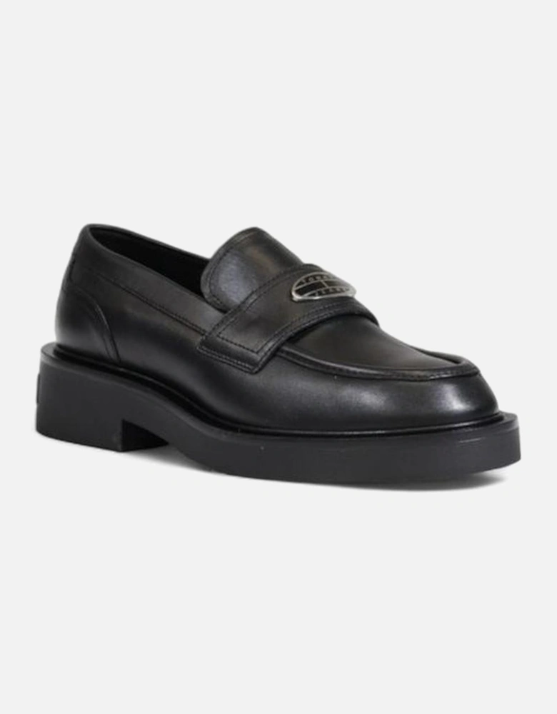 Black Leather Flat Shoe Women