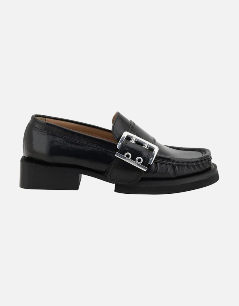 Feminine Buckle Loafers Women - Black Flats