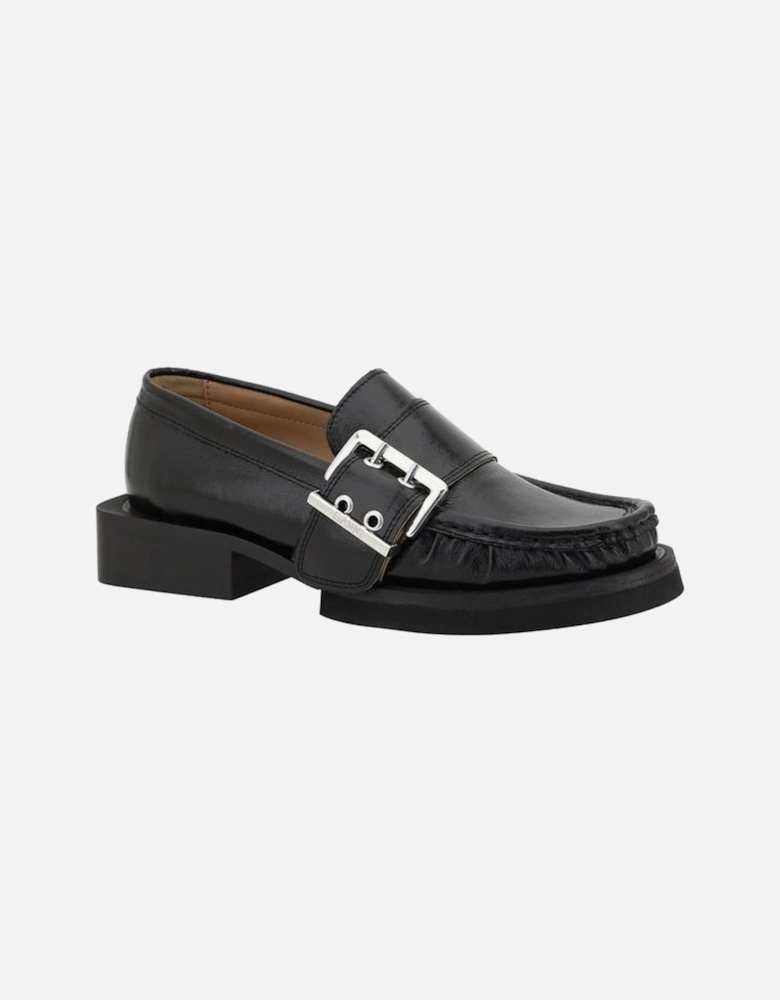 Feminine Buckle Loafers Women - Black Flats