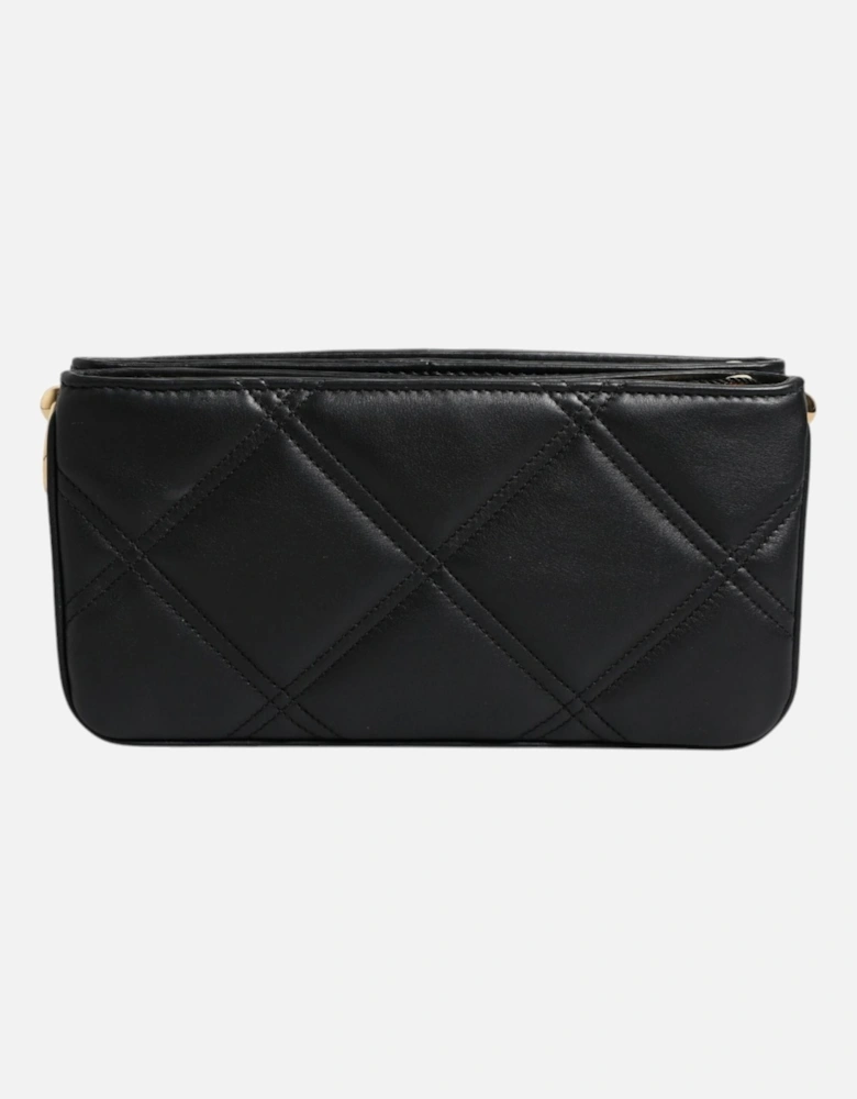 Leather Shoulder Bag with Gold-Tone Hardware Women - Black