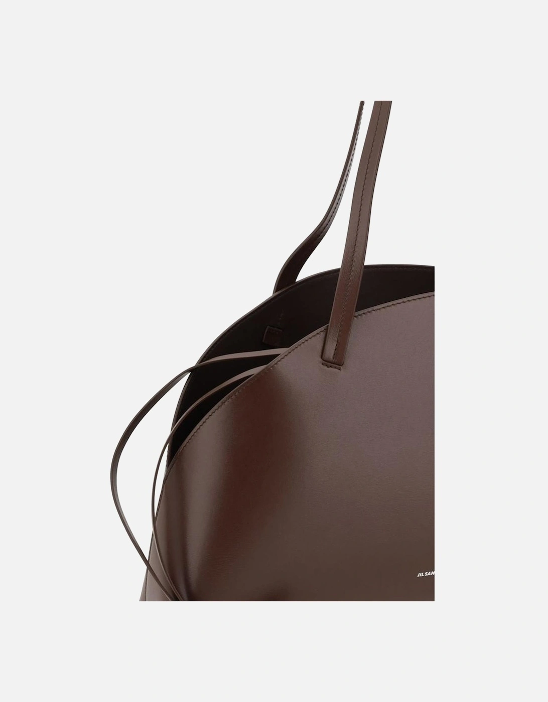 Curve Leather Shoulder Bag with Top Drawstring Closure Women - Brown