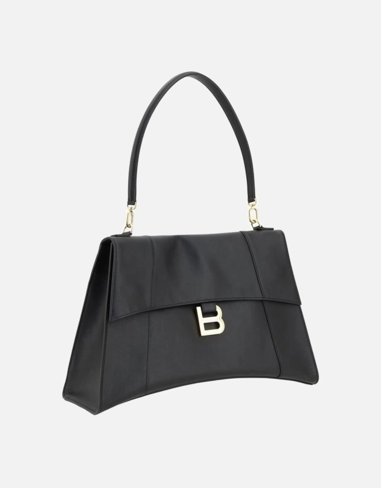 Calfskin Hourglass Shoulder Bag with B Logo Women - Black