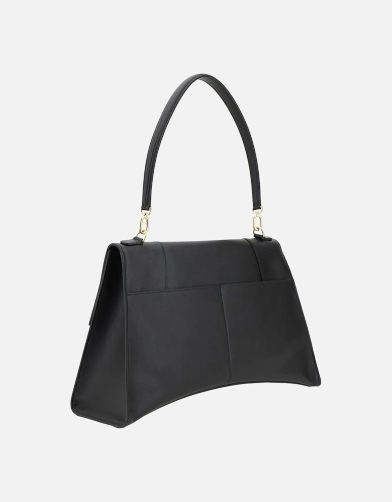 Calfskin Hourglass Shoulder Bag with B Logo Women - Black