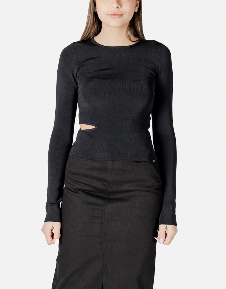 Round Neck Long Sleeve Knitwear Women - Black