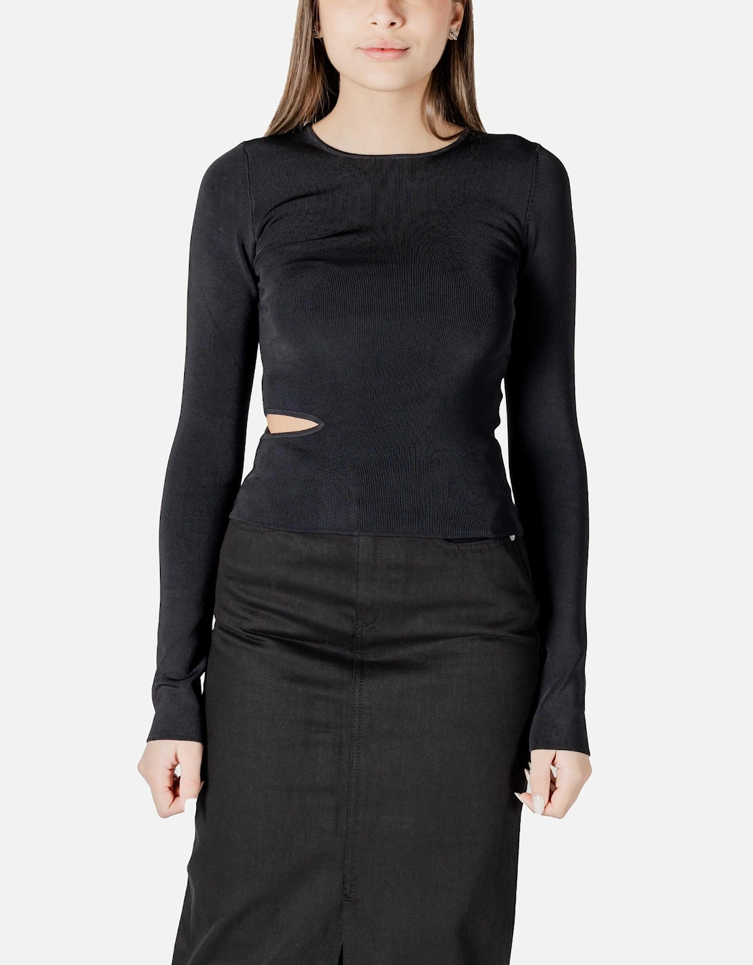 Round Neck Long Sleeve Knitwear Women - Black, 4 of 3