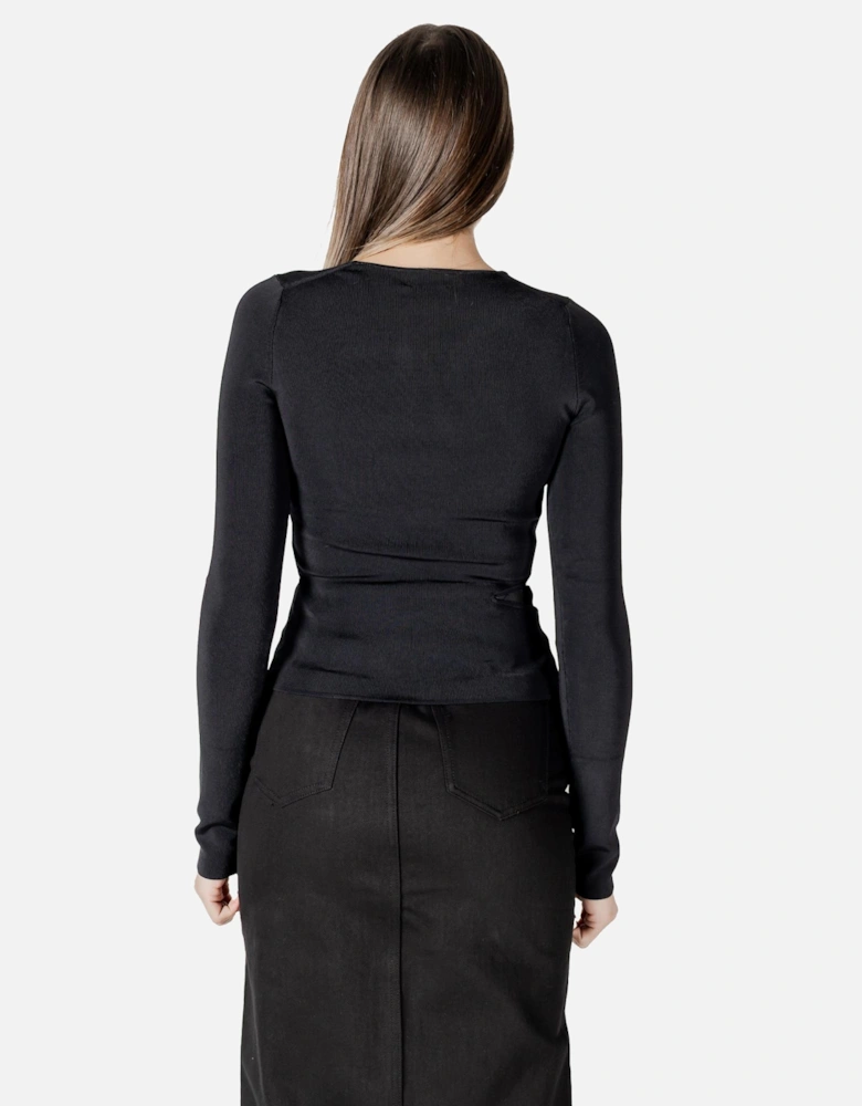 Round Neck Long Sleeve Knitwear Women - Black