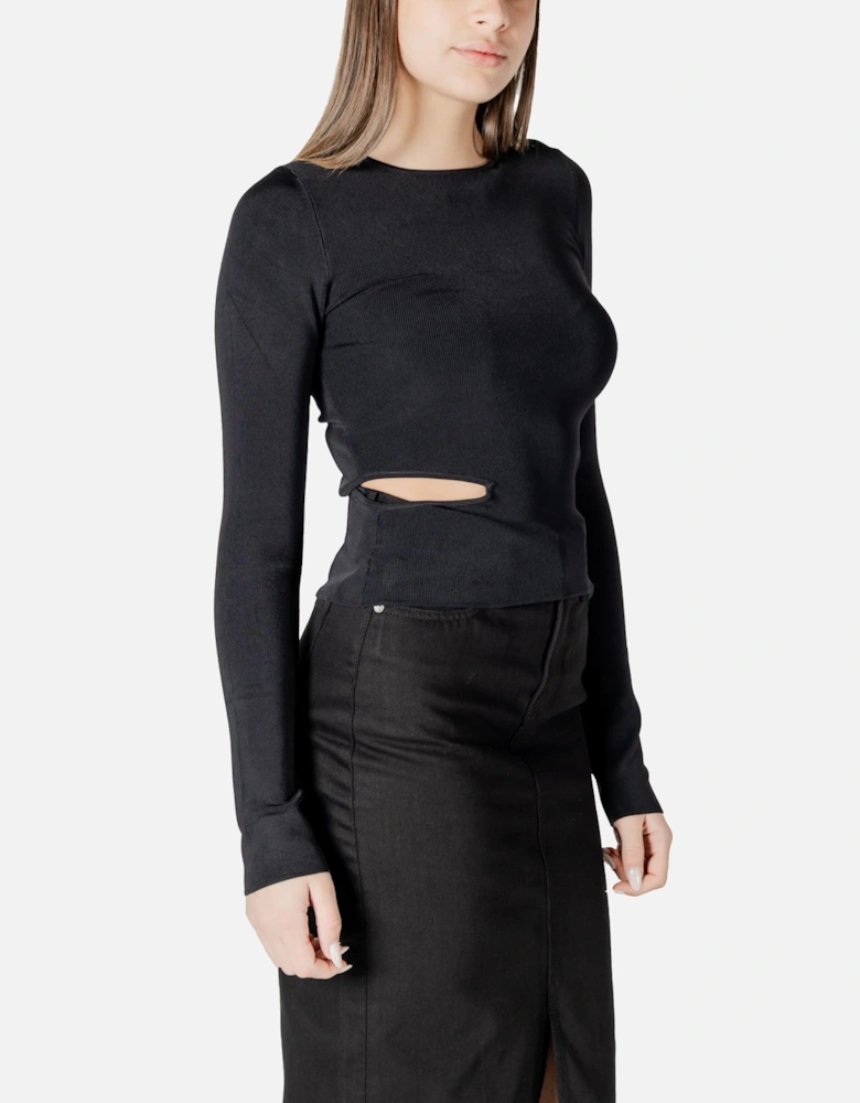 Round Neck Long Sleeve Knitwear Women - Black
