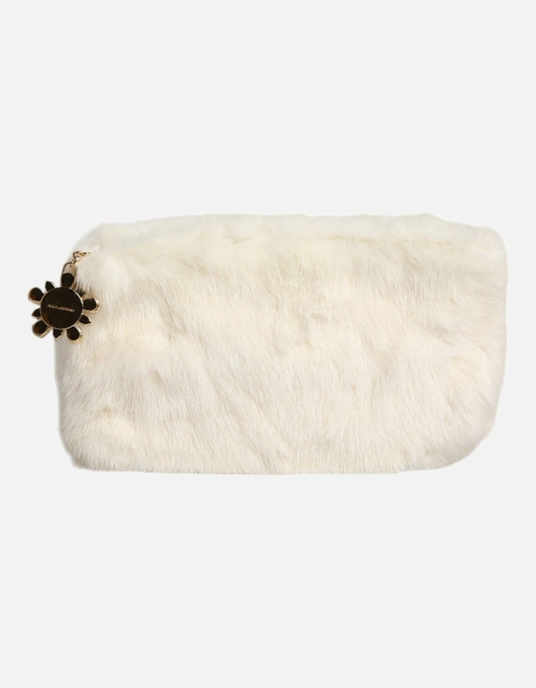 Fur Clutch Bag with Gold Metal Detailing Women - White