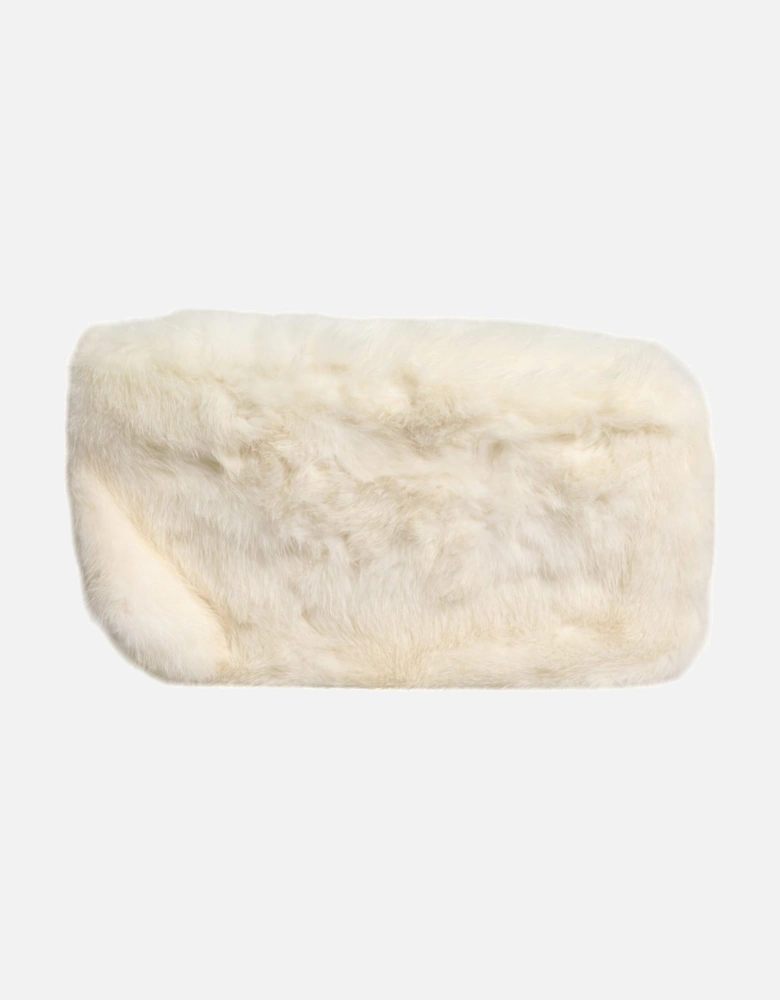 Fur Clutch Bag with Gold Metal Detailing Women - White