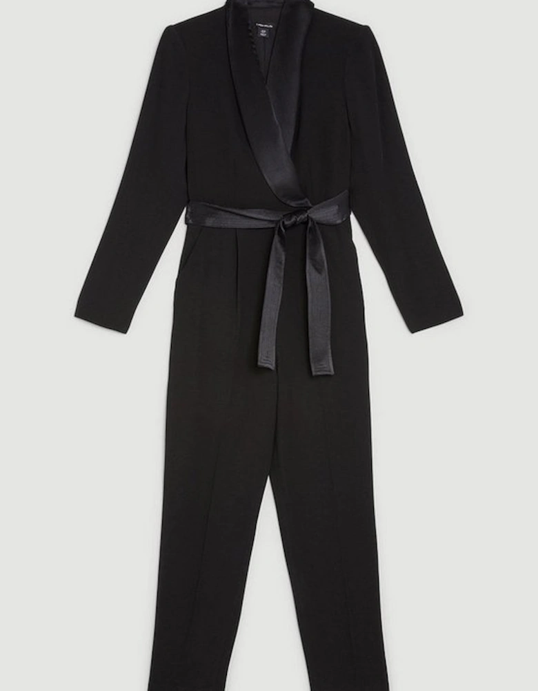 Tailored Tuxedo Wrap Jumpsuit