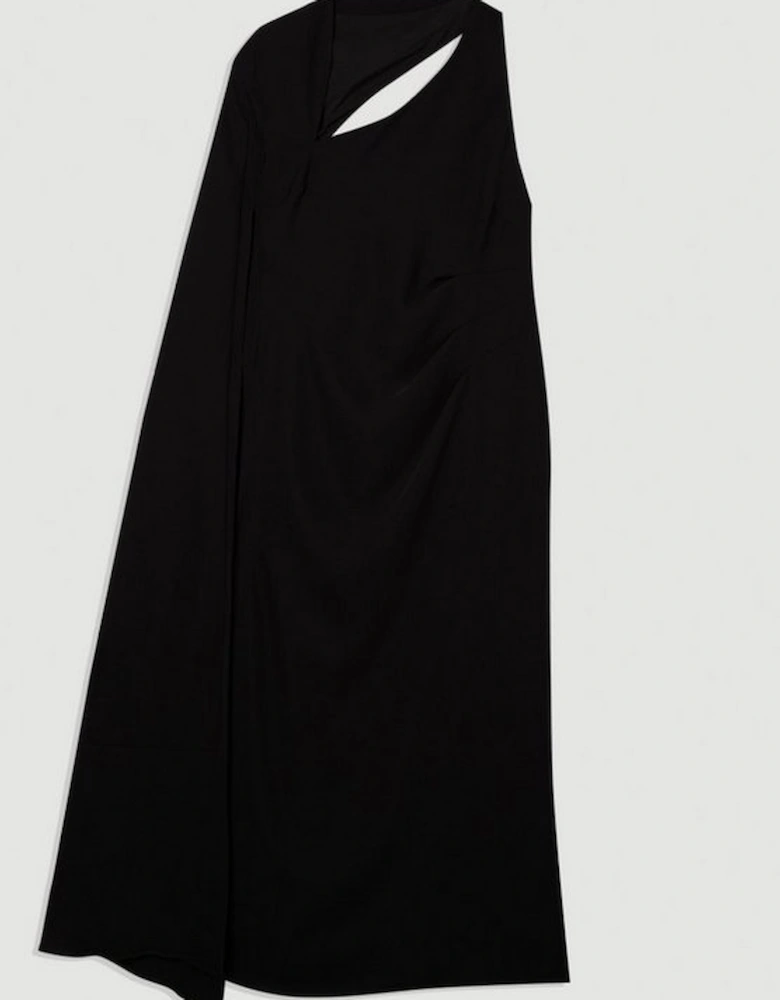 Soft Tailored Cape Sleeve Maxi Dress