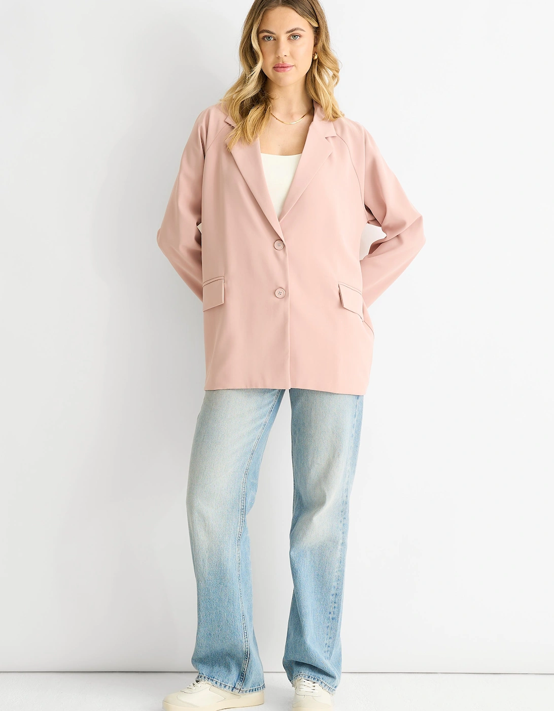 Gini London Women's Pink Blush Oversized Tailored Blazer - Size: 12/14