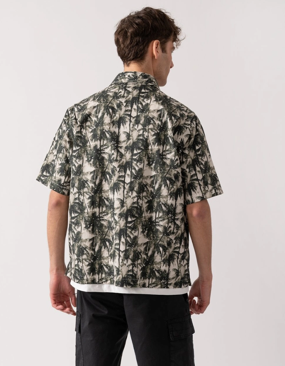 Mens Palm Tree Print Hawaiian Shirt