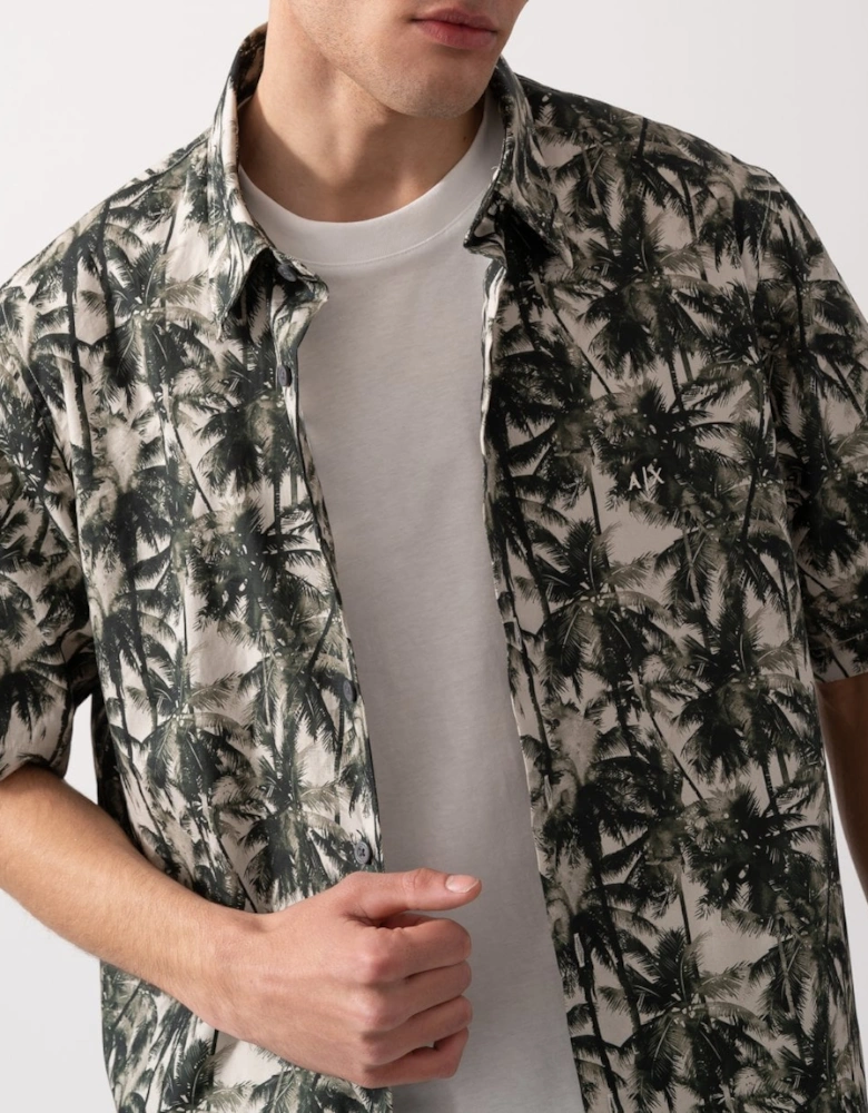 Mens Palm Tree Print Hawaiian Shirt