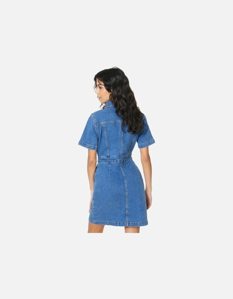 Womens/Ladies Denim Petite Mini Dress