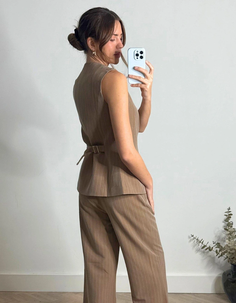 High Neck Waistcoat - Brown