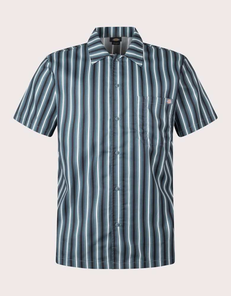 Multi Stripe Short Sleeve Work Shirt