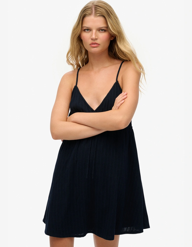 Women's Textured Woven Cami Mini Dress Eclipse Navy