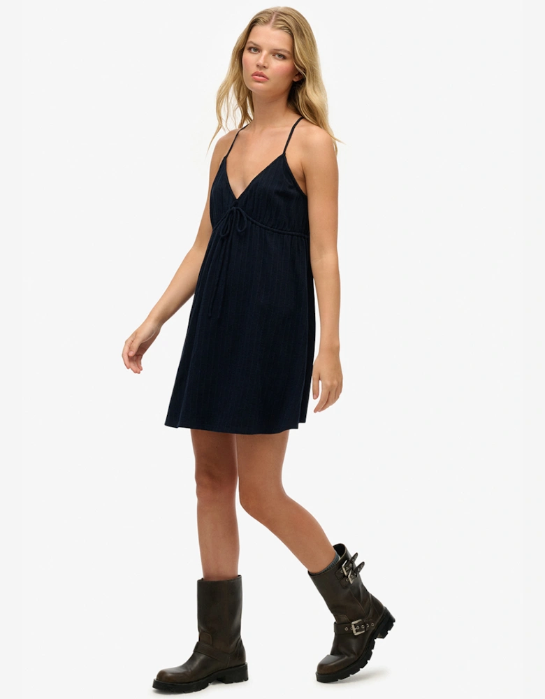 Women's Textured Woven Cami Mini Dress Eclipse Navy