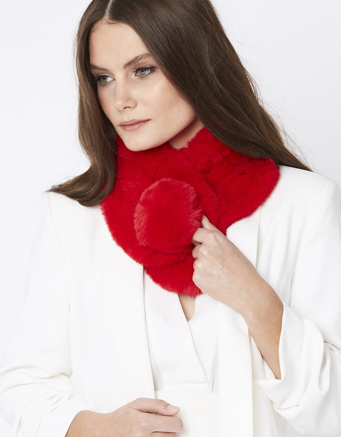 Red Faux Fur Scarf