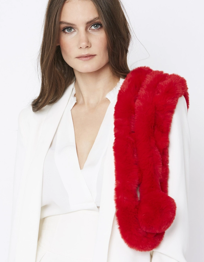 Red Faux Fur Scarf