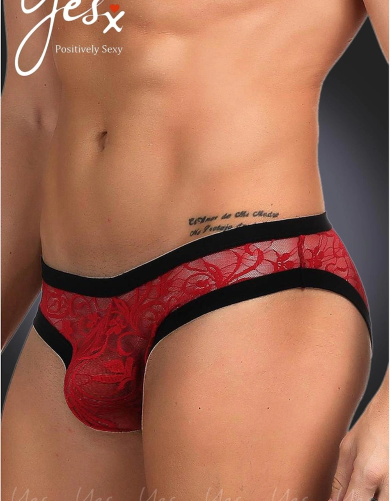 Luxury Bra Lace Sheer by Women - Red Panties