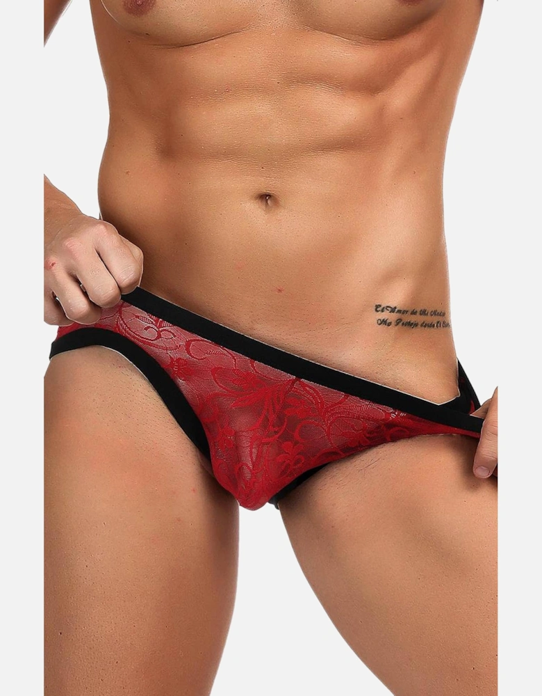 Luxury Bra Lace Sheer by Women - Red Panties