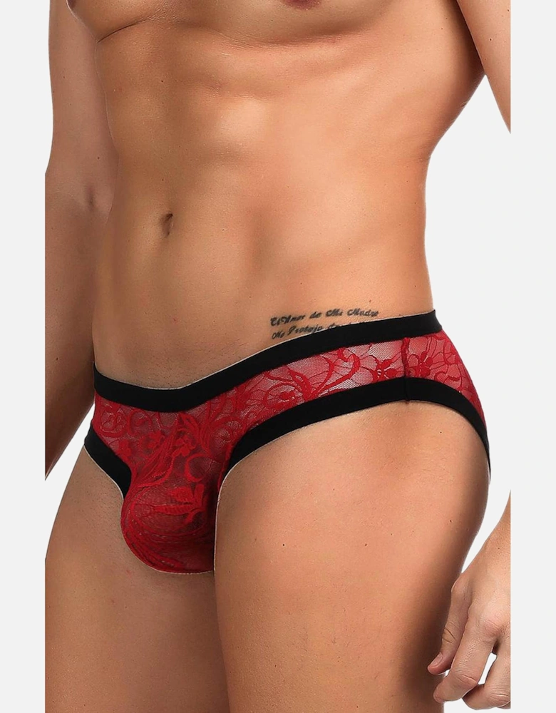 Luxury Bra Lace Sheer by Women - Red Panties