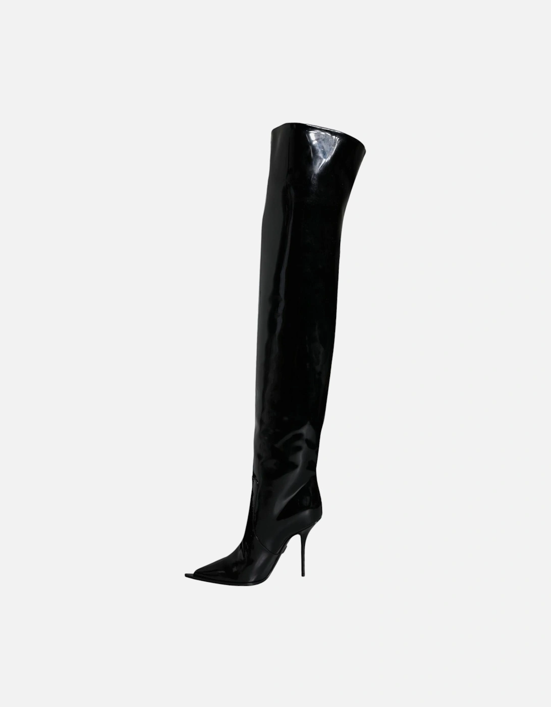 Black Patent Leather Knee High Boots Shoes Women