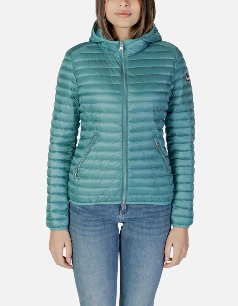 Turtleneck Hooded Jacket with Front Pockets Women - Green