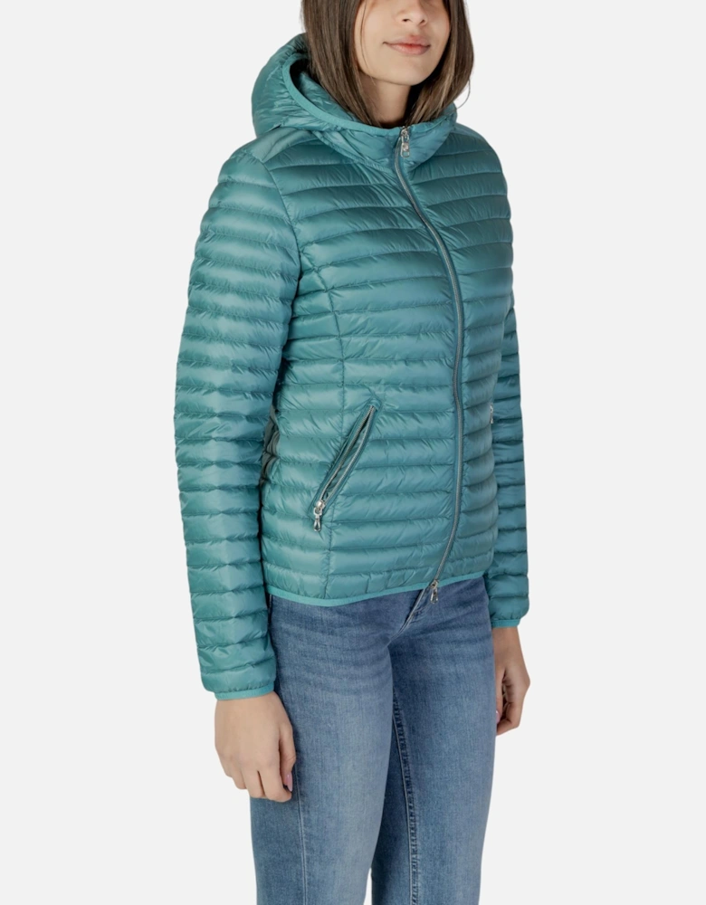 Turtleneck Hooded Jacket with Front Pockets Women - Green