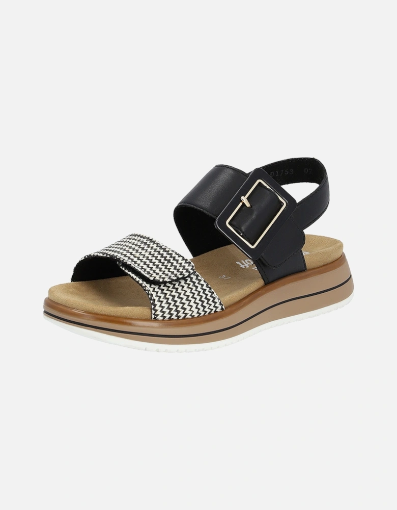 D1J53-02 Women's Hook & Loop Sandals Black/Cream