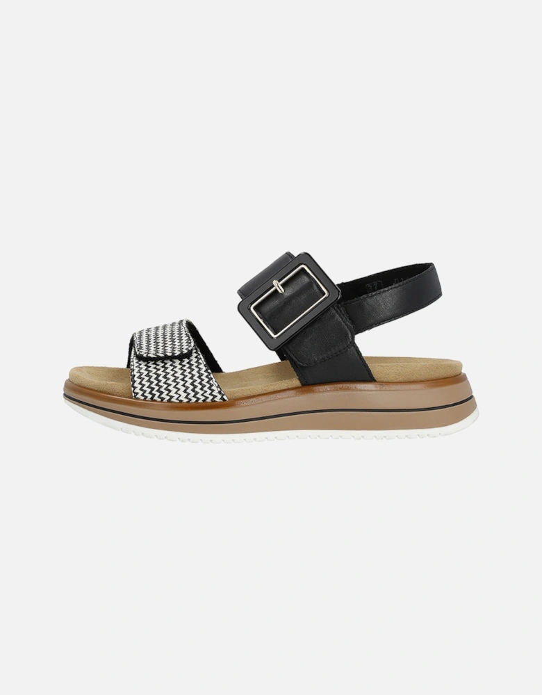 D1J53-02 Women's Hook & Loop Sandals Black/Cream