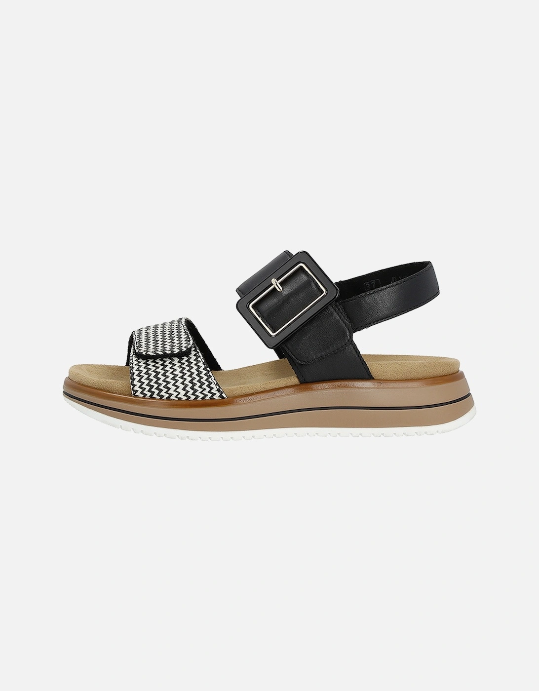 D1J53-02 Women's Hook & Loop Sandals Black/Cream