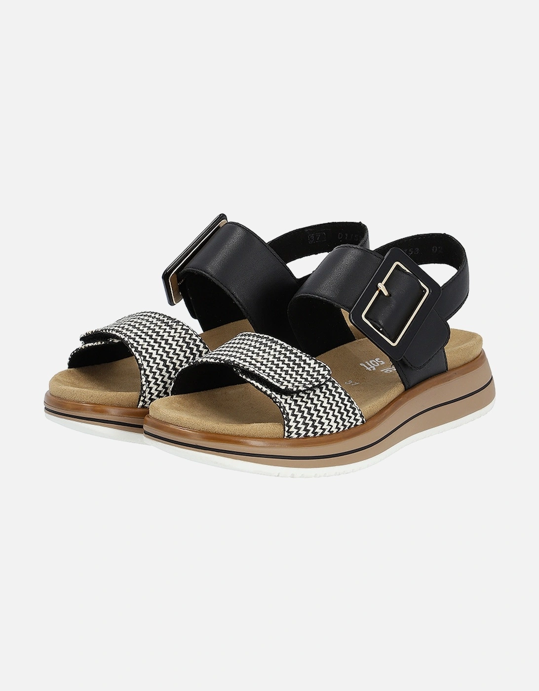 D1J53-02 Women's Hook & Loop Sandals Black/Cream