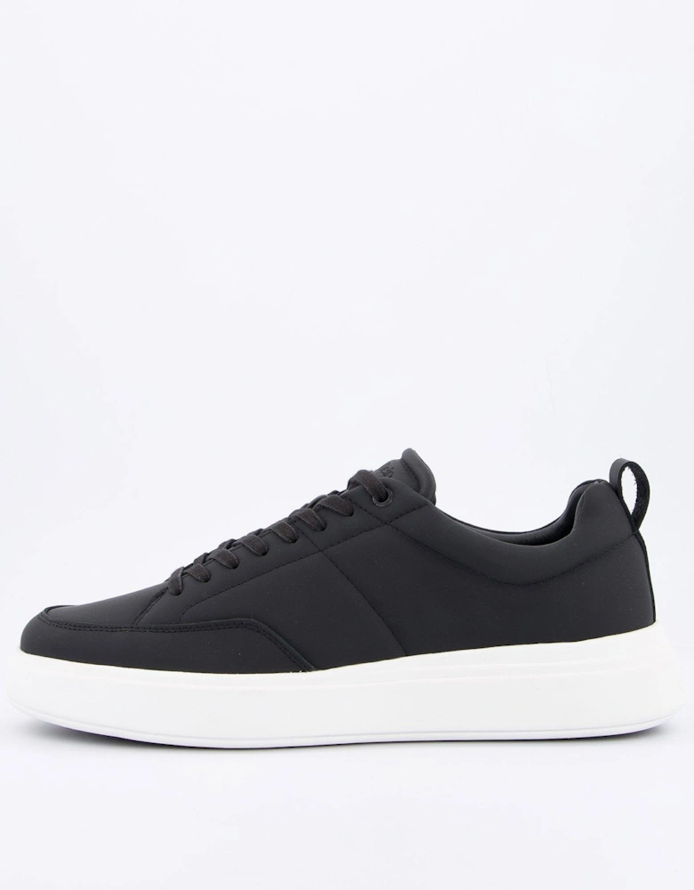 Low Top Lace Up Basket Pump Trainers - Black