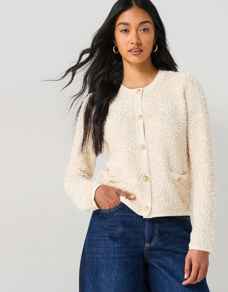 Boucle Gold Button Trophy Cardigan