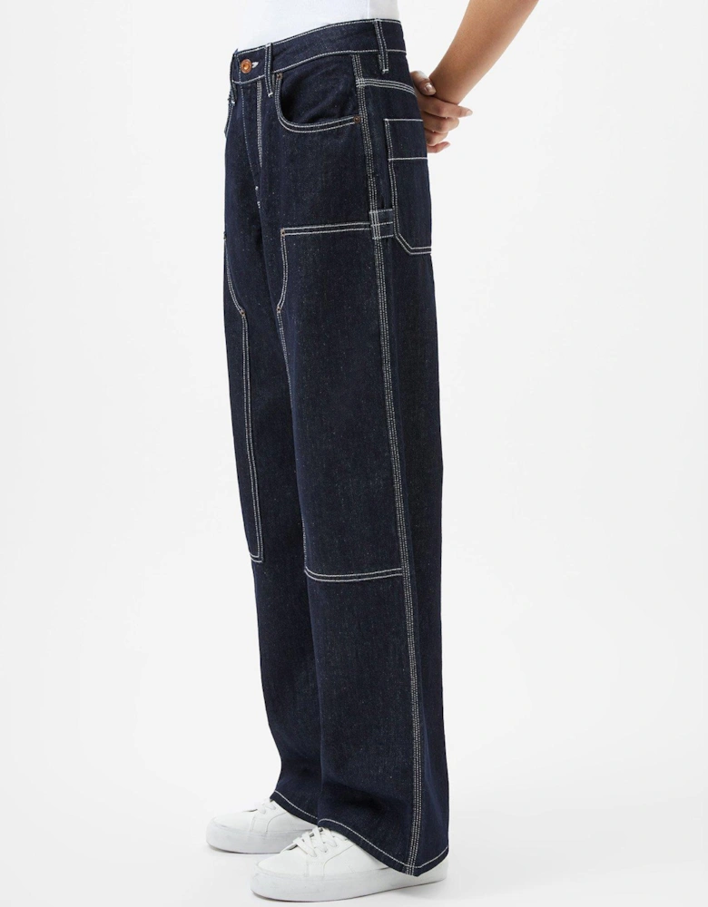 Cotton Relaxed Fit Contrast Stitch Denim Jeans