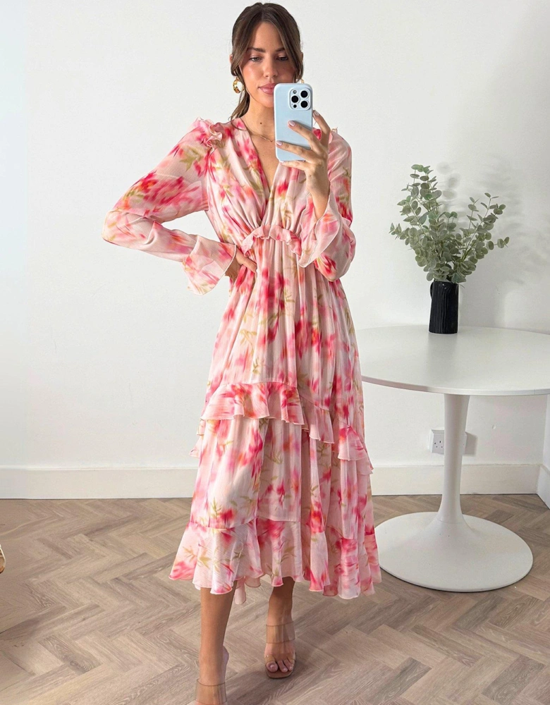 Birdie Long Sleeve Midi Dress - Pink