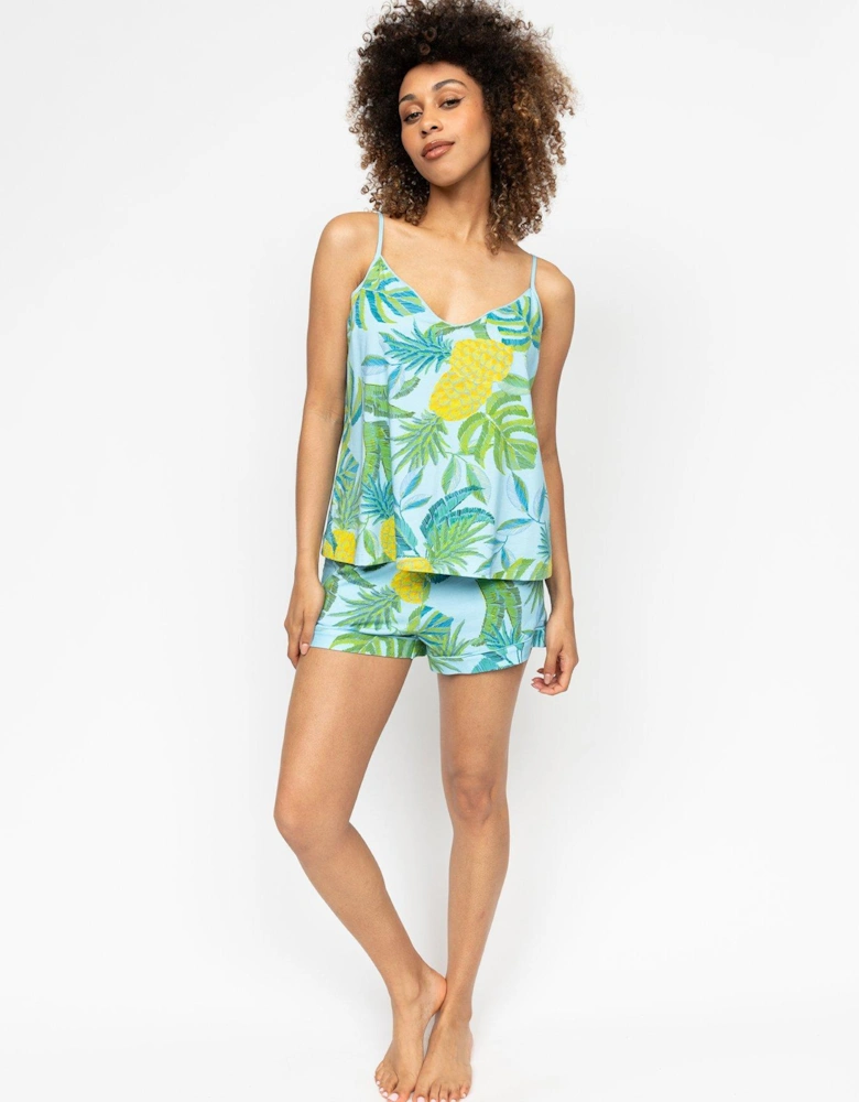 Paige Light Blue Pineapple Printed Jersey Cami Set