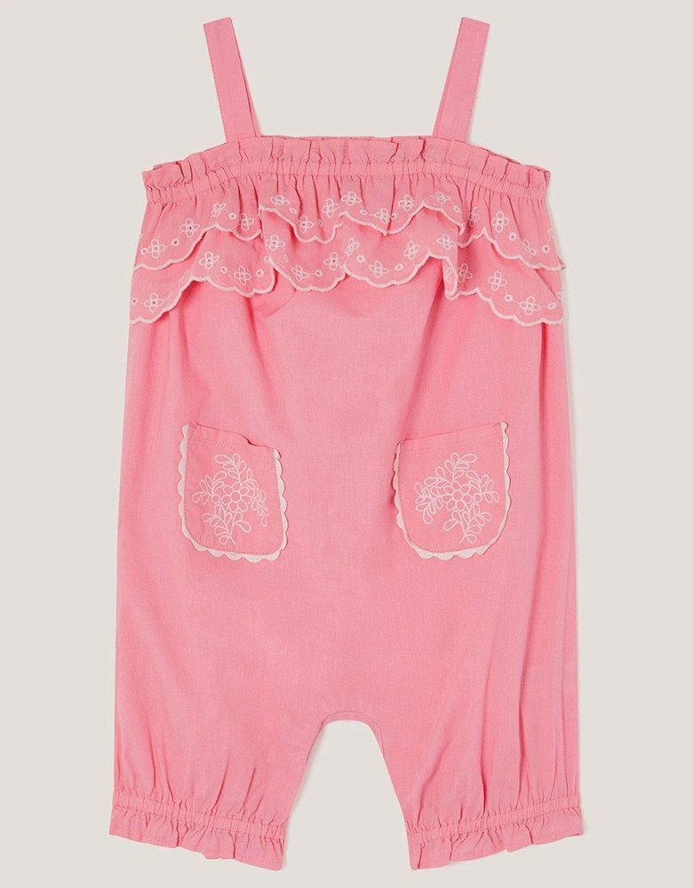 Baby Girls Broderie Romper - Pink