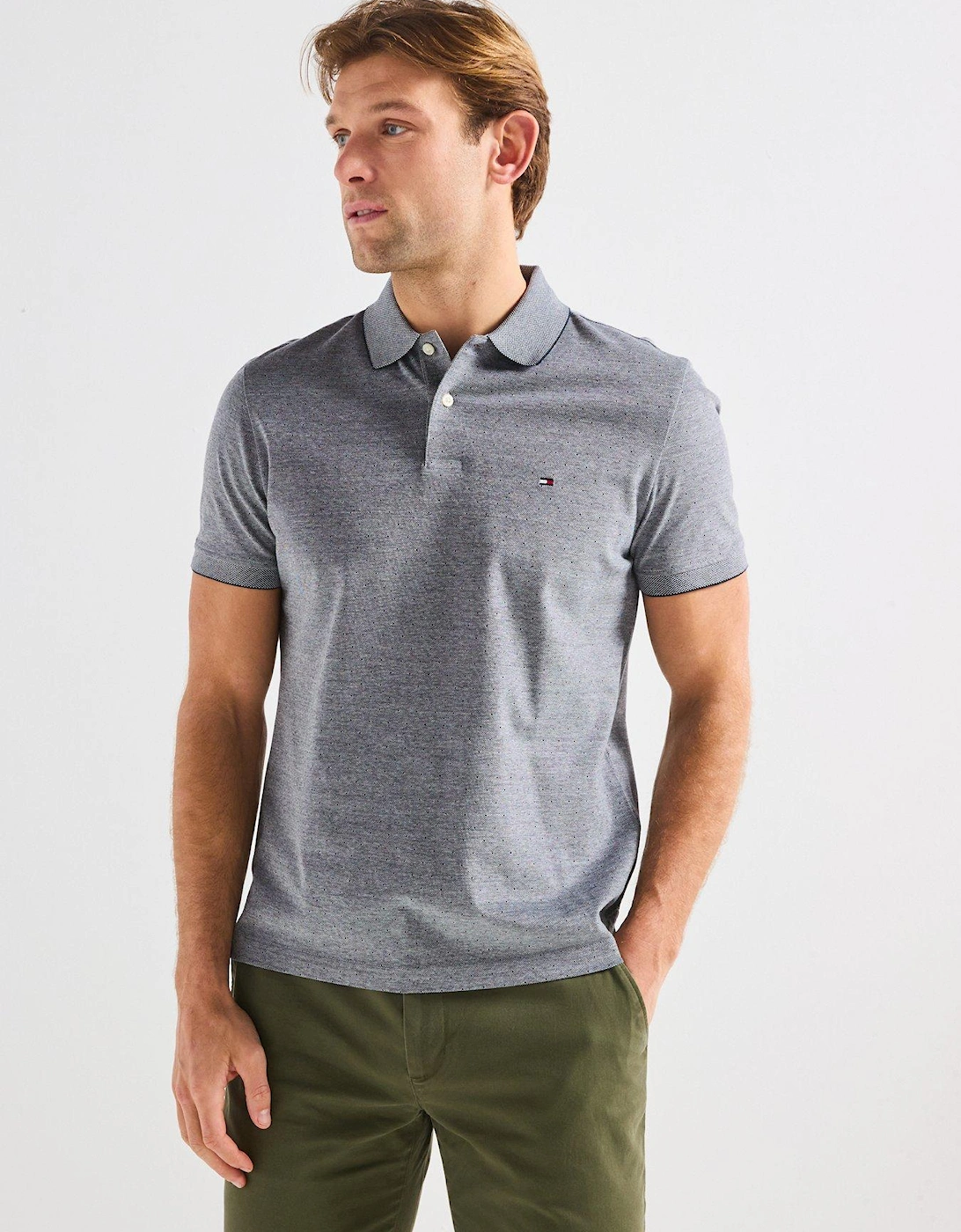 Regular Fit Oxford Micropattern Polo Shirt - Dark Grey, 6 of 5
