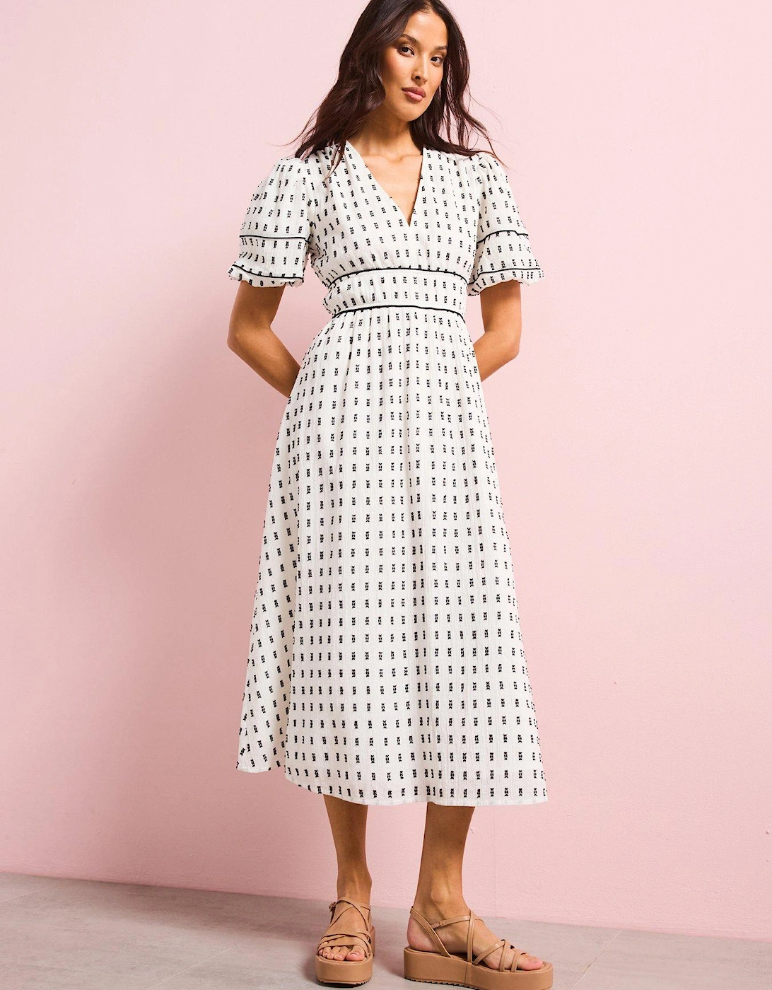 Ariana Dobby Midi Dress - White, 2 of 1