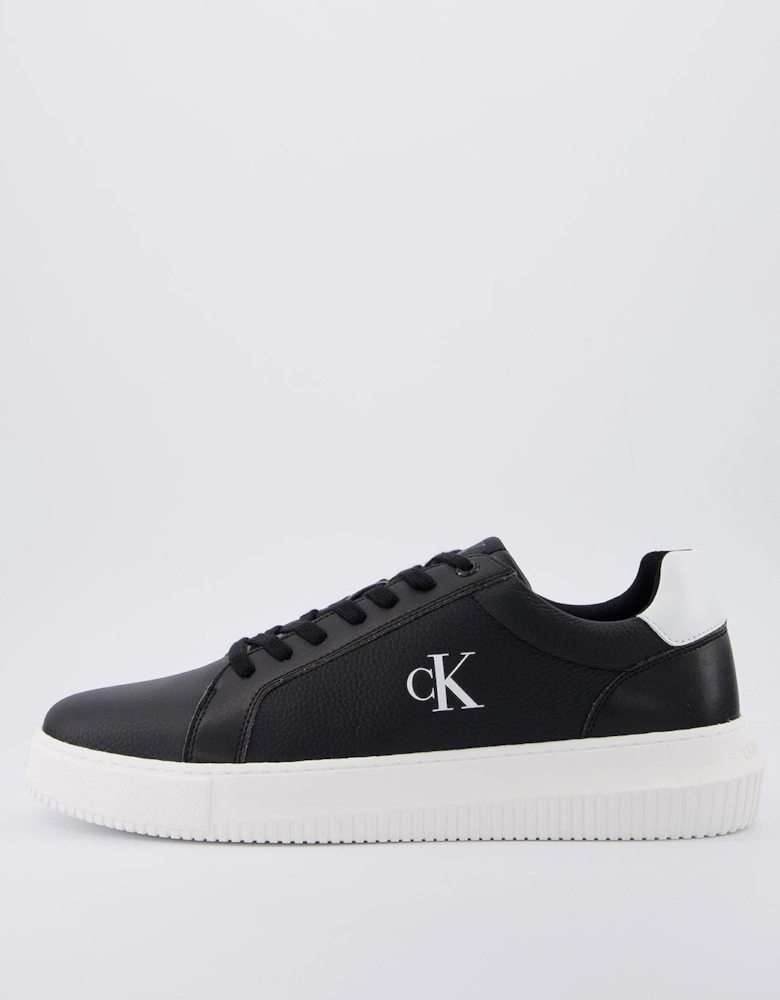 Chunky Cupsole Leather Trainer - Black/white