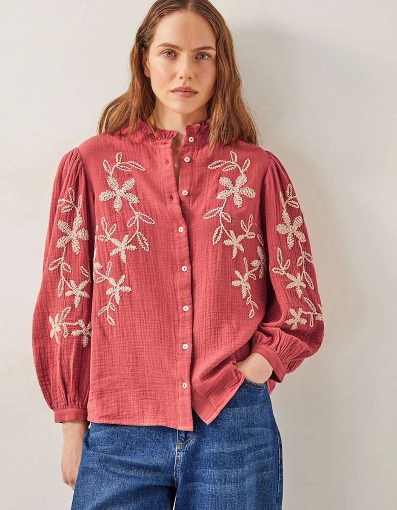 Bridget Embellished Top - Burgundy