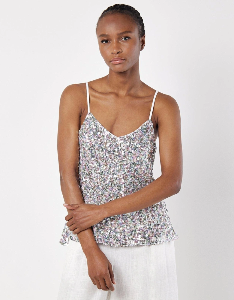 Multicolour Sequin Cami Top - Mint