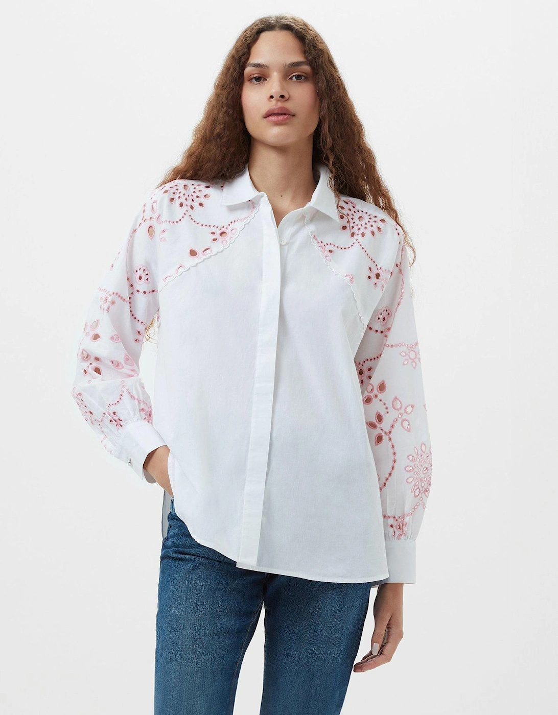 Cotton Embroidered Button-Up Relaxed Fit Shirt, 2 of 1