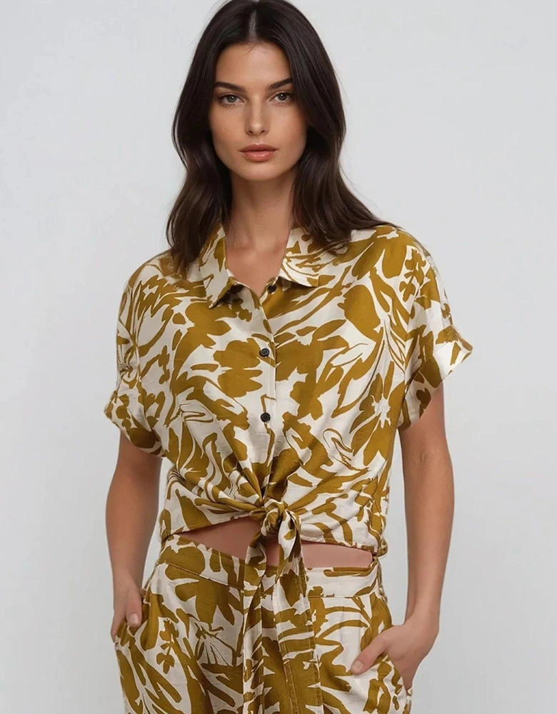 Element Tie Front Shirt In Bright Floral - Yellow